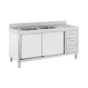 Drezová skriňa - 2 drezy - Royal Catering - ušľachtilá oceľ - 400 x 400 x 300 mm RC-IKS04