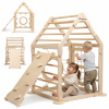 Drevený domček s rebríkmi a šmýkačkou – ihrisko do domu