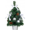 Stromček MagicHome Vianoce, ozdobený, strieborný, mašľa, 40 cm