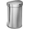 Bezdotykový odpadkový kôš Simplehuman - 45 l, polguľatý, matná oceľ, FPP, vrecko na sáčky