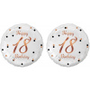 GoDan Balón fóliový biely 18 rokov – happy birthday/narodeniny, ružovo-zlatý nápis, 45 cm, 2 ks 8595596327607