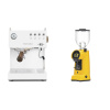 Ascaso Steel UNO PID, White&Wood + Eureka Helios 75, yellow