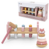 VIGA PolarB Set Drevená pyramída + dierovačka s Montessori kladivom Fox