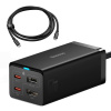 Baseus Fast Charger GaN5 Pro HUB HDMI 2 x USB-C / USB-A / HDMI 4K 30Hz 1,5 m čierny + USB-C kábel - USB-C 100W 40Gb/s (USB4) 1 m (CCGP110201)