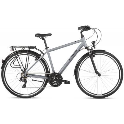 KROSS Trans 1.0 trekingový bicykel 28" M sivo-čierny matný hliníkový 19" 2021