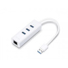 USB ethernetový sieťový adaptér s USB hubom, 3 porty, USB 3.0, TP-Link 