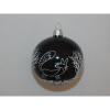 ONREX Vianočná ozdoba sklenená guľa čierna dekor pr. 8 cm