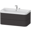 DURAVIT Happy D.2 Plus c-shaped závesná skrinka s nábytkovým umývadlom s dvomi otvormi, 2 zásuvky, 975 x 490 x 480 mm, grafit super matná, HP4348E8080