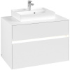 VILLEROY & BOCH Collaro závesná skrinka pod umývadlo na dosku (umývadlo v strede), 2 zásuvky, s LED osvetlením, 800 x 500 x 548 mm, White Matt, C069B0MS