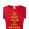 Dámské tričko - Keep calm and call Batman, Barva Červená, Velikost S Bezvatriko.cz 208205
