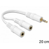 Delock adaptér stereo jack 3,5 mm samec > 2 x stereo jack 3,5 mm samice, bílý 65447