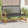 zahrada-XL Záhradná lavica čierna 112 cm polyratan a akáciové drevo 367598