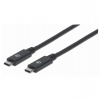 Kábel Manhattan USB-C, USB 3.1 Gen 2, USB-C samec na USB-C samec, 10 Gb/s, 5 A, 1 m, čierna (355223)
