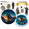 DIGITÁLNA TLAČ Jedlý obrázok na tortu MANDALORIAN STAR WARS YODA + POSTAVY + TEX