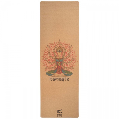 Jogamatka Sharp Shape Cork travel yoga mat Namaste (2496651203897)