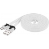 Kabel micro USB 2.0, A-B 2 m, plochý PVC kabel, bílý