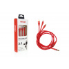 AMiO Multi-kábel pre telefón USB C / micro USB 1.2m červený FullLINK 3.1A UC-7