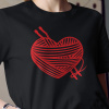 Tričko s potlačou Pletené srdce Pánsky Čierna XL