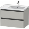 DURAVIT Ketho 2 závesná skrinka pod asymetrické umývadlo (pravé), 2 zásuvky, 784 x 455 x 549 mm, betón šedá matná, K25286007070000