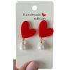 Visiace náušnice ČERVENÉ SRDCE - Perly - Deň sv. Valentína - Darček