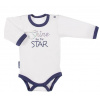 EEVI Dojčenské body dl. rukáv, zapínanie u krku Cosmos - bílé s modrým lemem 80 (9-12m)