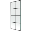 Mexen Next L, 1-krídlová vaňová zástena 80 x 150 cm, 6mm číre sklo-čierny vzor, chrómový profil, 895-080-000-03-77-01