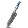 IZMAEL Damaškový kuchynský nôž Akio Santoku/Modrá 17.8 cm