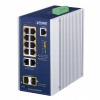 Spravovateľný prepínač PoE na koľajnicu TH35 10x RJ45 1Gb/s 2x SFP