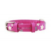 COLLAR Kožený obojok s hviezdami Glamour, 38-49cm/25mm, ružová