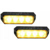 SET 2X BLESKOVÁ VÝSTRAŽNÁ LAMPA 4 LED STROBOSKOP ODŤAHOVKA GRILL 12V 24V