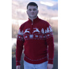 Pánsky bordový sveter s jeleňom Oliver-Z 3XL