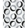 Spirella sprchový záves RINGS, motív prstencov, sivo-čierny, 180 × 200 cm, polyester
