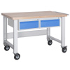 RUDETA s.r.o. Dielenský pojazdný stôl profi 1200 mmm, 2x 1 zásuvka, 4 kolesá
