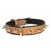 COLLAR Kožený obojok s ostňami Soft, 38-49cm/25mm, hnedo-čierna