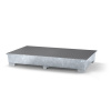 Záchytná vaňa classic-line, z ocele, stáčací priestor pre 2 IBC, zinkovaná, 2 rošty