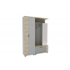 VerDesign, MIRAI predsieňová stena so zrkadlom, Chincilla grey / Grey craft oak LTD,sklo