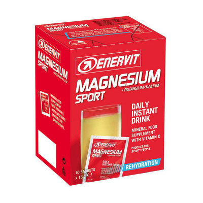 ENERVIT Magnesium Sport 10x15g, Citrón Rozpustná zmes s vysokým obsahom horčíku, vitamínu C a ďalších minerálnych látok