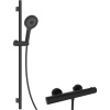 KIELLE Oudee nástenný sprchový termostat, ručná sprcha 3jet priemer 130 mm, sprchová tyč 70 cm, jazdec a sprchová hadica 150 cm, matná čierna, 20602SNT14