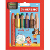 Stabilo Woody pastelka 3v1, sada 6 ks s strúhadlom