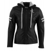 Dámska kožená bunda Rusty Stitches Jack Joyce HOODED Black-White (42)