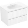 Mexen Rivel, kúpeľňová skrinka 70 cm s umývadlom Vela, 2 zásuvky, drážkovaná, biela matná, 91A20-07047-2-BFF01-W23M01