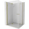 Mexen Mist-F Duo, skladací sprchový kút 80 x 70 cm, číre sklo, zlatý lesklý profil, 8A6-080L-070P-50-00