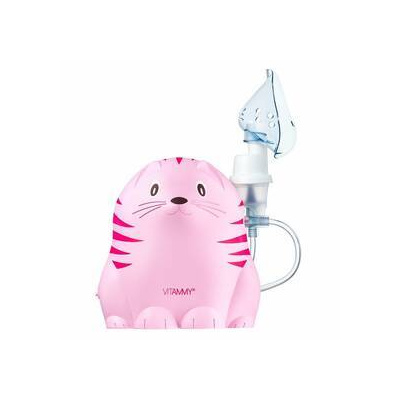 Detský inhalátor kompresorovej Vitammy Gattino A1503 Detský inhalátor vo veselom tvare mačiatka, ružový