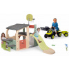 Set hracie centrum a traktor s prívesom Multisport Fun Center Life Smoby so 150 cm šmykľavkou a basketbal s piknikovým stolíkom