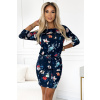 Numoco Športové šaty - farebné kvety na tmavomodrom pozadí 13-160 Farba: Modrá, Veľkosť: XXL