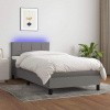 vidaXL Posteľ boxsping s matracom a LED tmavosivá 90x190 cm látka
