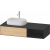 DURAVIT Zencha závesná skrinka pod umývadlo na dosku (umývadlo vľavo), 1 zásuvka + 1 otvorená priehradka, 1300 x 550 x 281 mm, dub prírodný/grafit super matná, ZE4818030800000