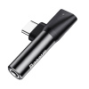 Audio adaptér Baseus USB-C na mini jack 3,5 mm + USB-C (čierny)