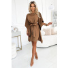 NUMOCO Šaty typu motýľ s opaskom a mašľou - Sofia Farba: Hnedá, Veľkosť: L/XL