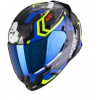 SCORPION prilba na motocykel EXO-491 SPIN, čierna/modrá/fluo žltá, veľ. S